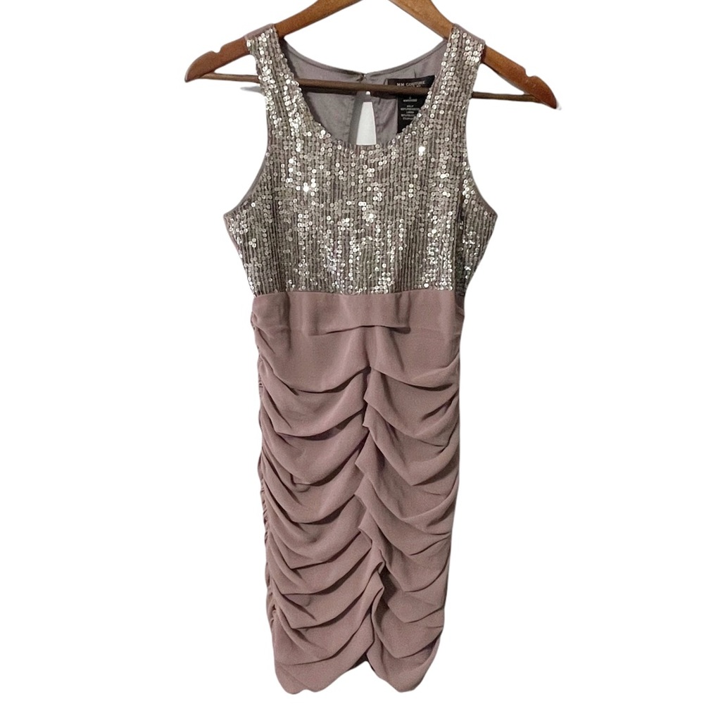 MM COUTURE by MISS ME Sequin Ruched Flattering Formal Dress Size Small
